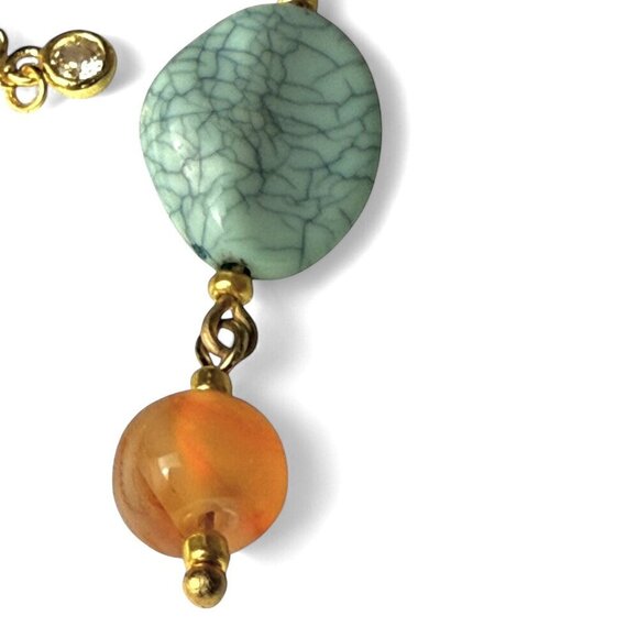 REIMAGINED Gold Tone Howlite and Agate Bracelet Earring Set - Picture 3 of 10